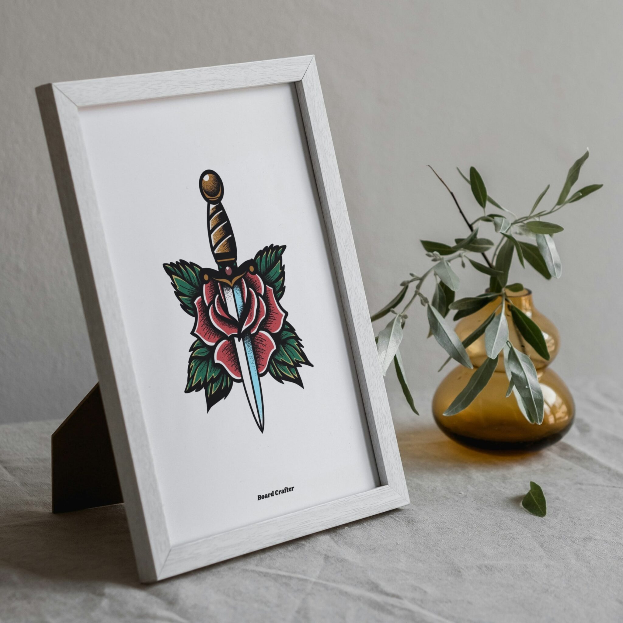 Print avec design dague et rose